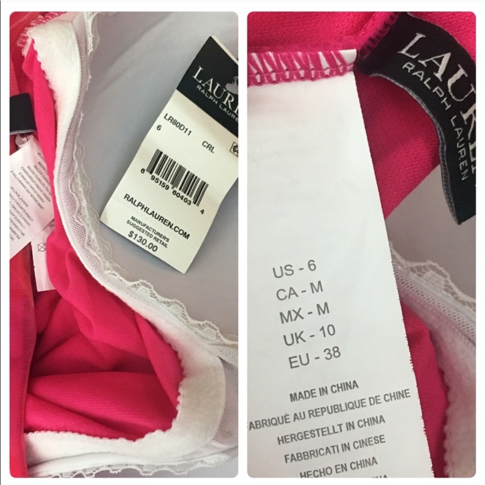NWT LRL Calypso Pink One Piece Layered Swim Suit - Picture 7 of 8